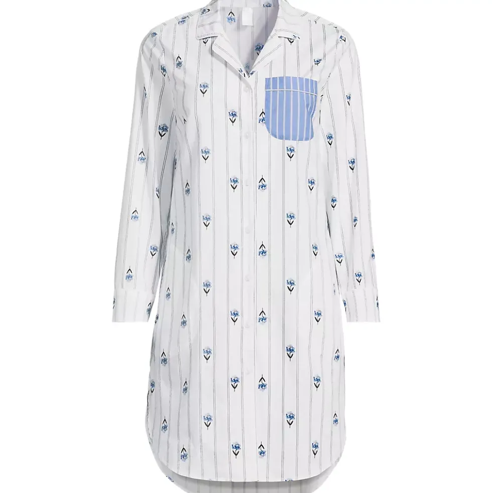 Women's Cotton Poplin Long Sleeve Sleepshirt Nightgown