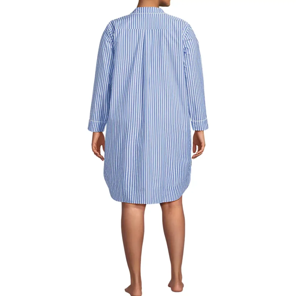 Women's Cotton Poplin Long Sleeve Sleepshirt Nightgown