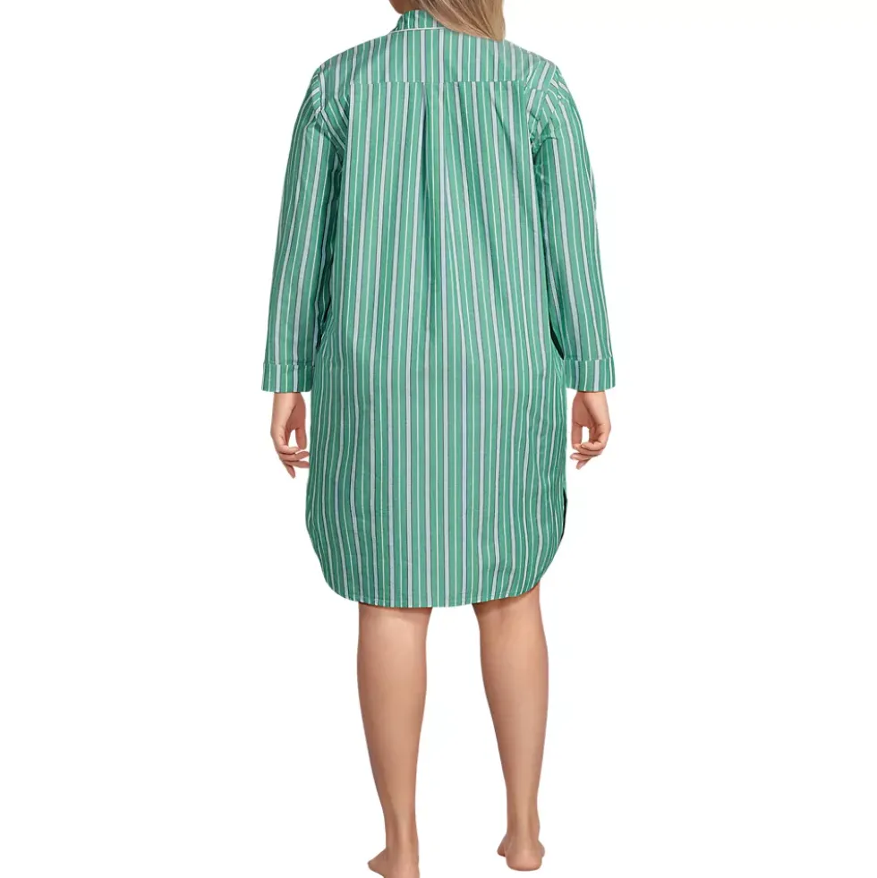 Women's Cotton Poplin Long Sleeve Sleepshirt Nightgown
