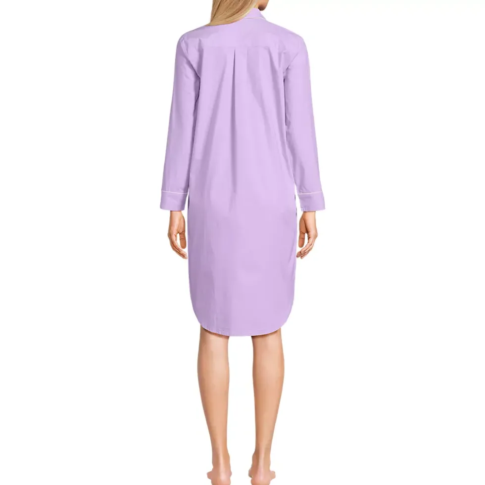 Women's Cotton Poplin Long Sleeve Sleepshirt Nightgown