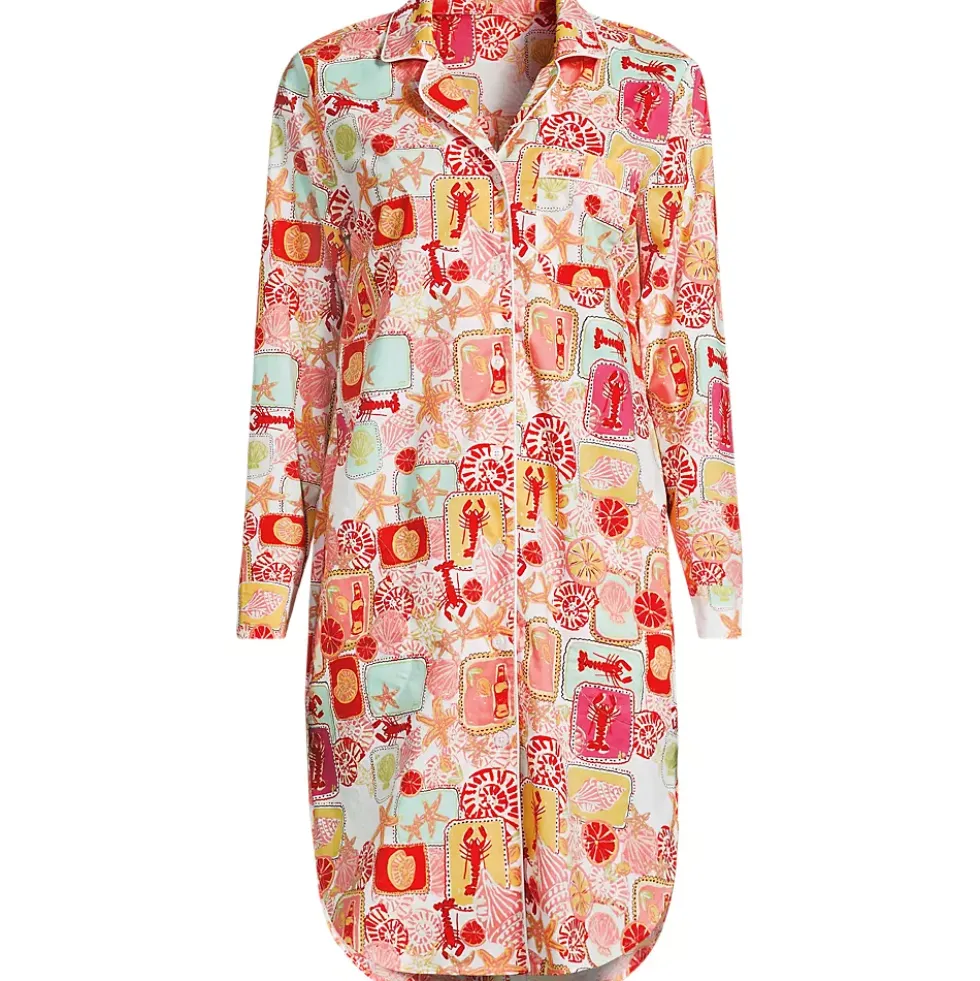 Women's Cotton Poplin Long Sleeve Sleepshirt Nightgown