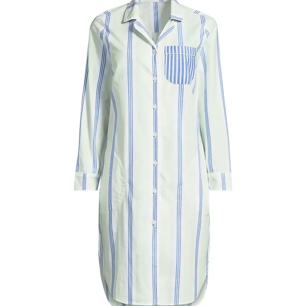 Women's Cotton Poplin Long Sleeve Sleepshirt Nightgown