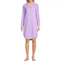 Women's Cotton Poplin Long Sleeve Sleepshirt Nightgown