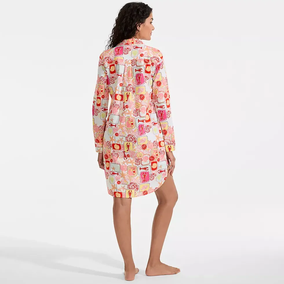 Women's Cotton Poplin Long Sleeve Sleepshirt Nightgown