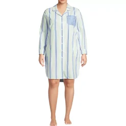 Women's Cotton Poplin Long Sleeve Sleepshirt Nightgown