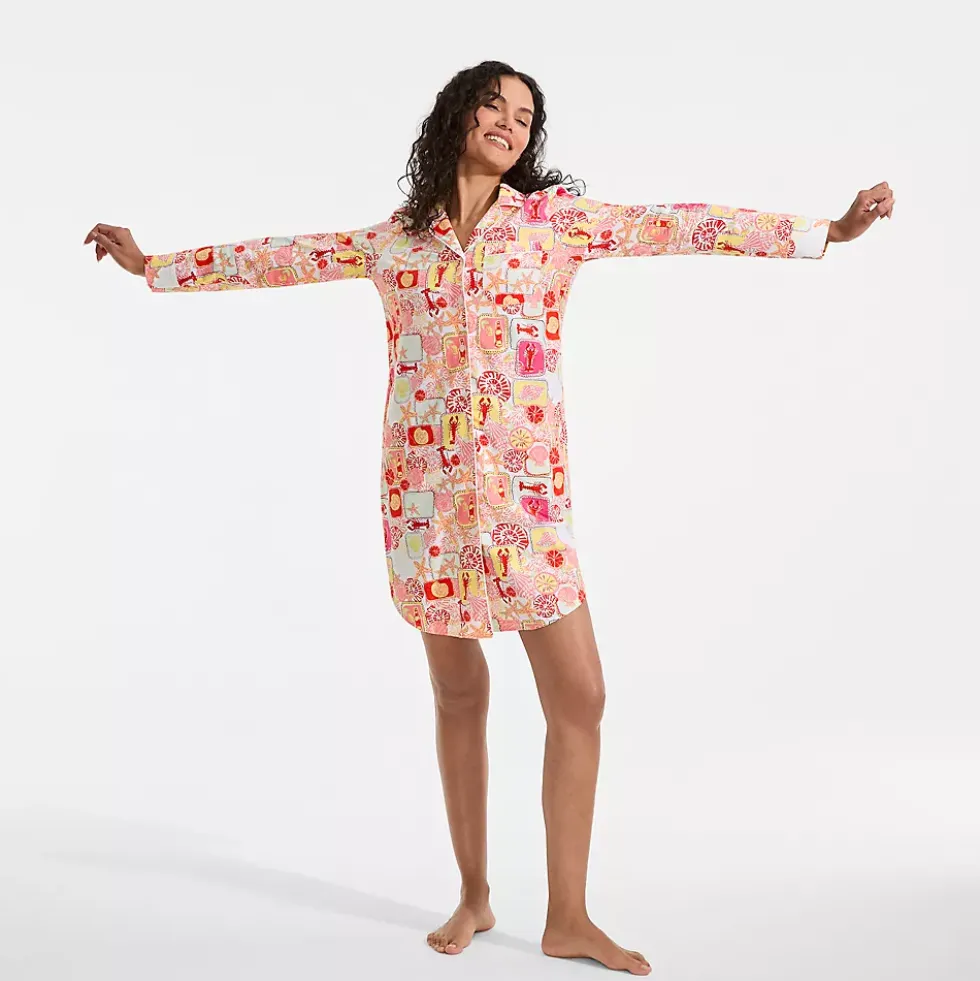 Women's Cotton Poplin Long Sleeve Sleepshirt Nightgown