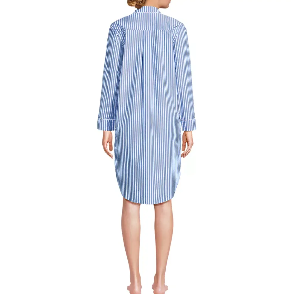 Women's Cotton Poplin Long Sleeve Sleepshirt Nightgown