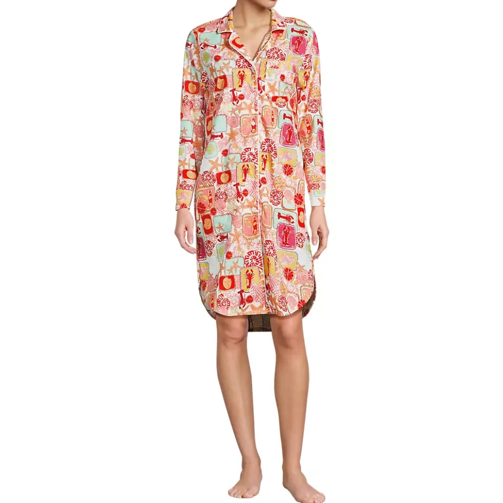 Women's Cotton Poplin Long Sleeve Sleepshirt Nightgown