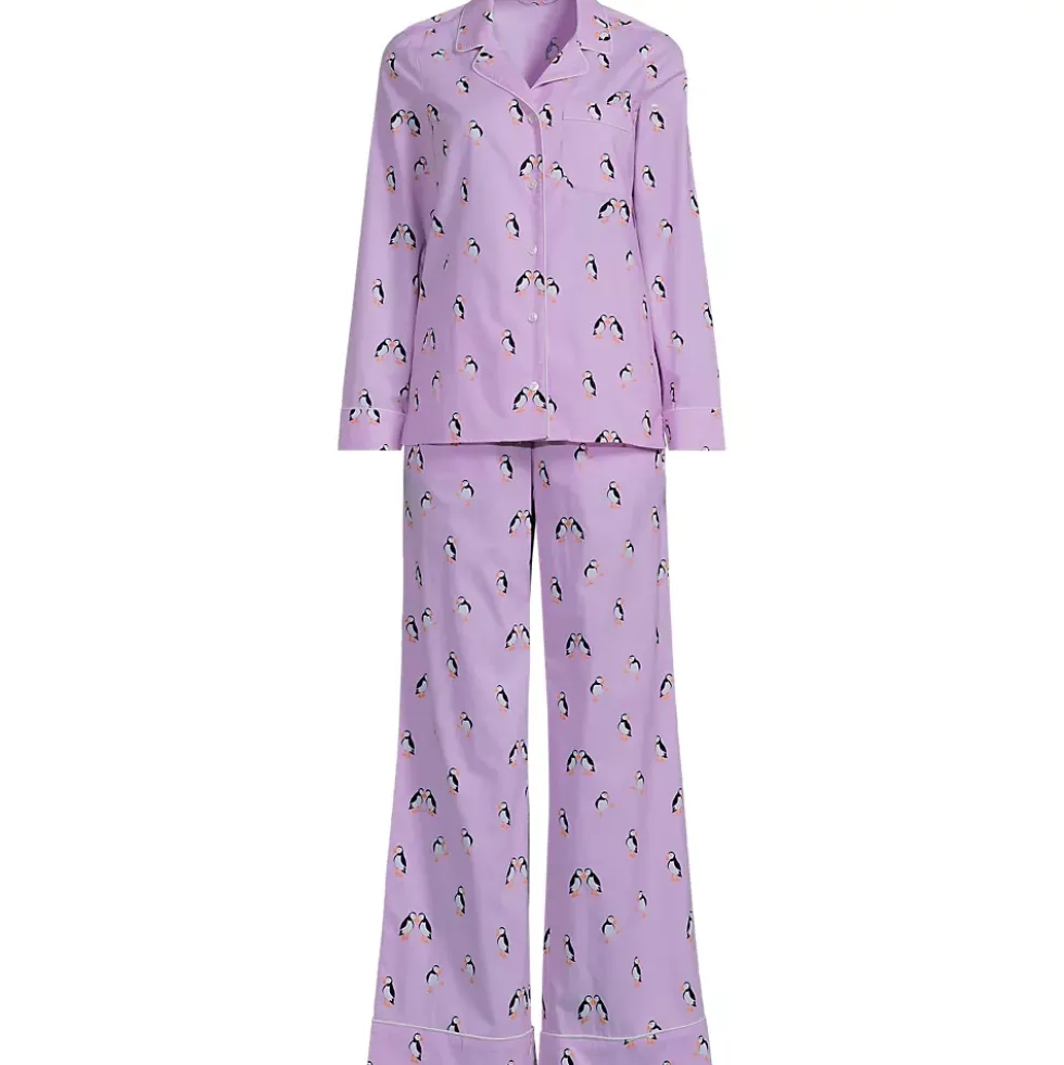 Women's Cotton Poplin 2 Piece Pajama Set - Long Sleeve Top and Pants