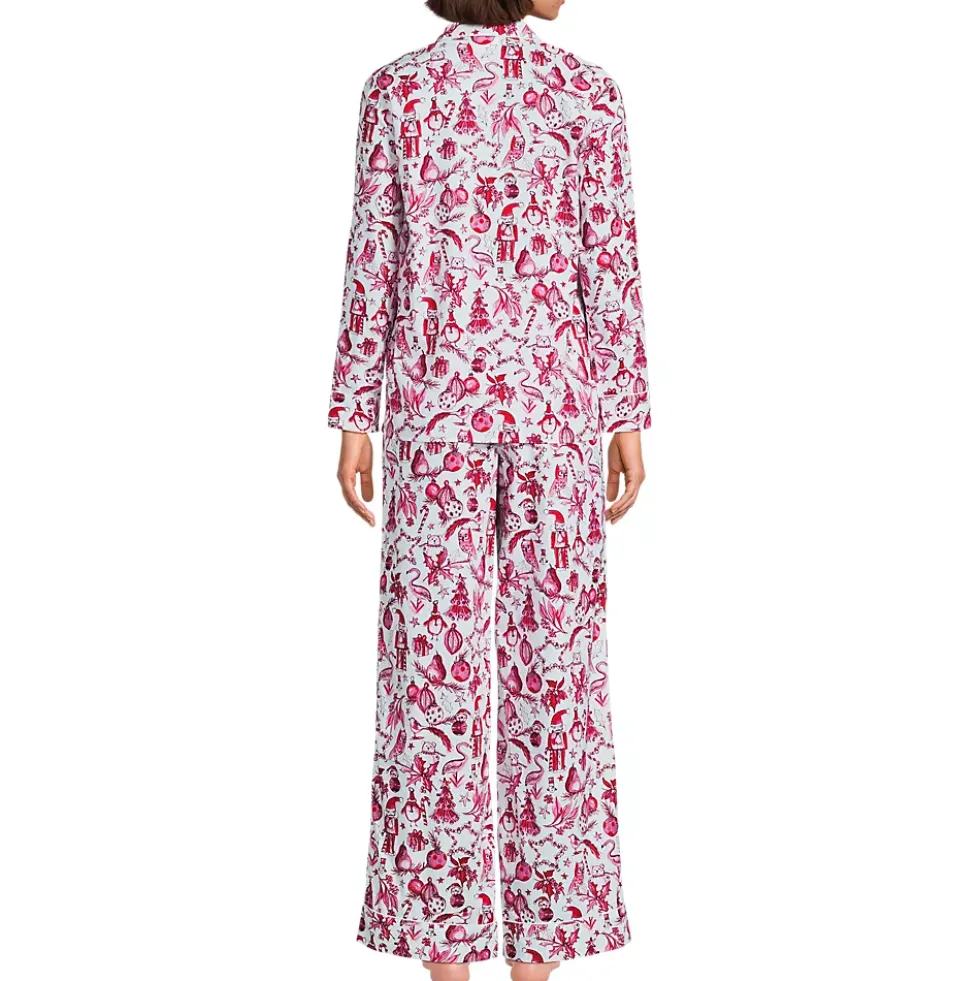 Women's Cotton Poplin 2 Piece Pajama Set - Long Sleeve Top and Pants