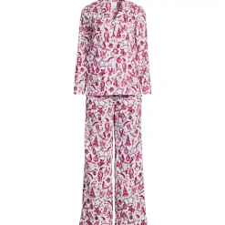 Women's Cotton Poplin 2 Piece Pajama Set - Long Sleeve Top and Pants