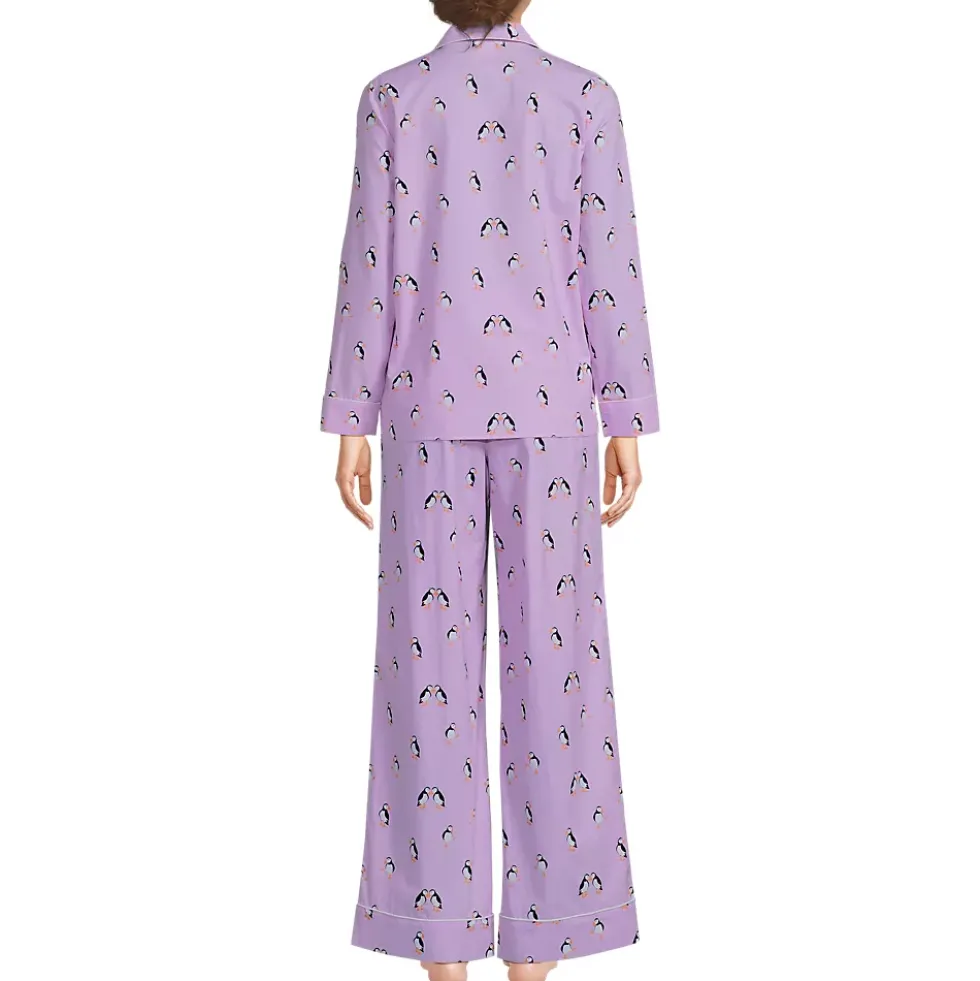 Women's Cotton Poplin 2 Piece Pajama Set - Long Sleeve Top and Pants