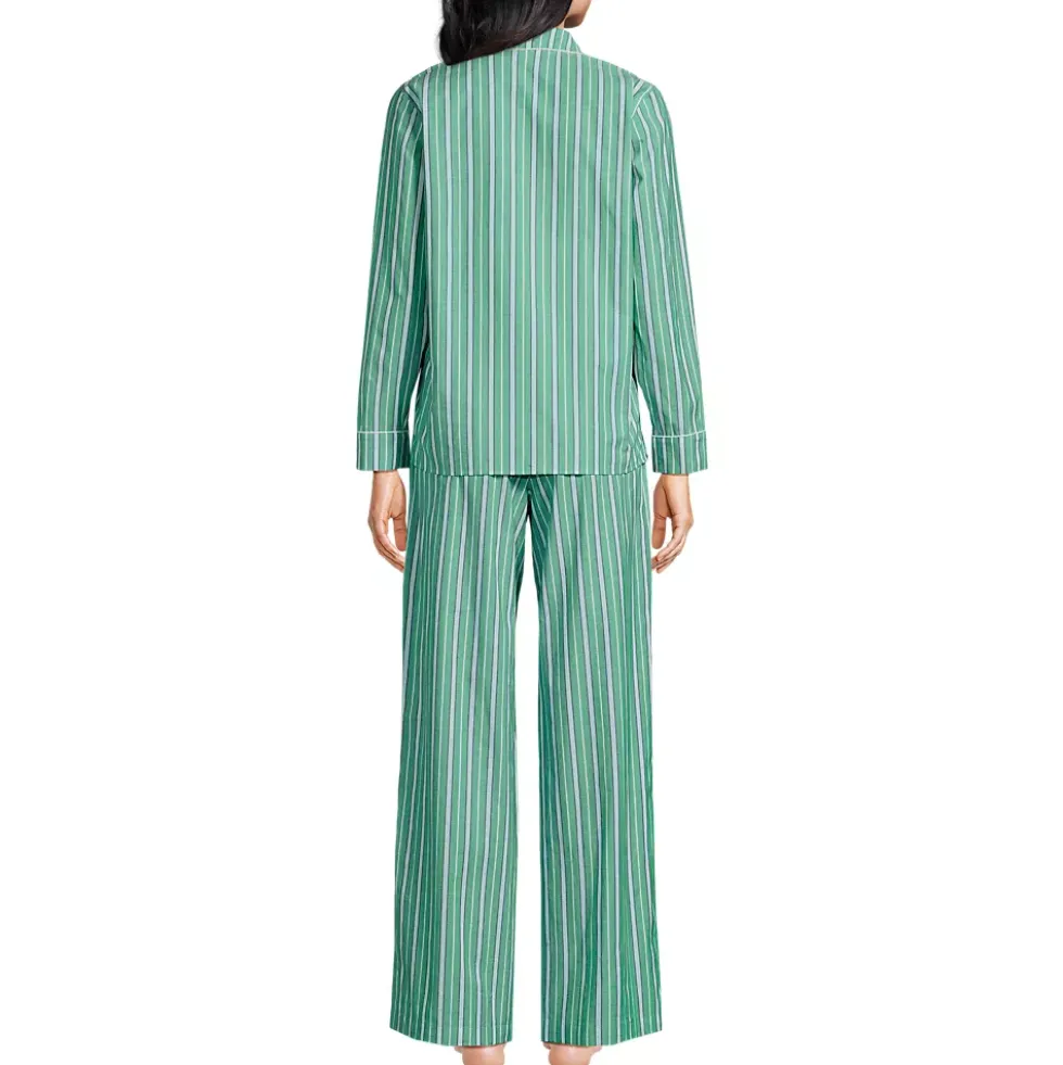 Women's Cotton Poplin 2 Piece Pajama Set - Long Sleeve Top and Pants