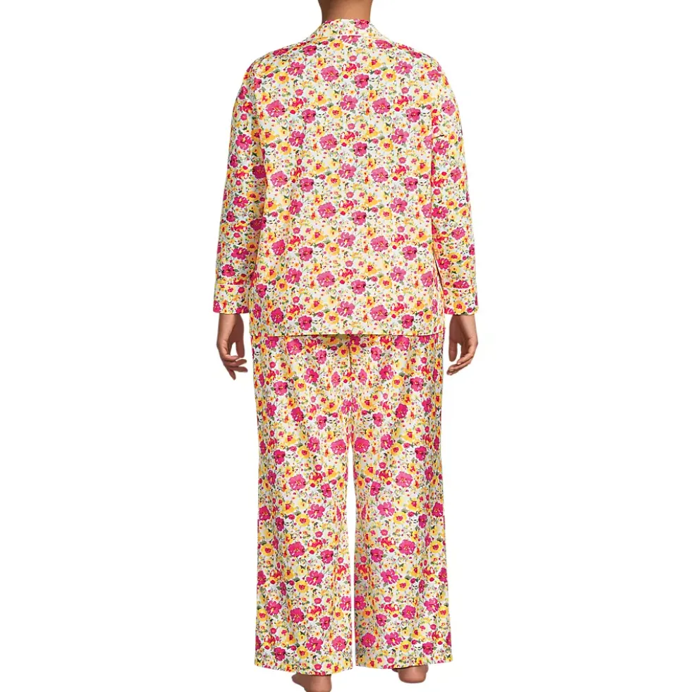 Women's Cotton Poplin 2 Piece Pajama Set - Long Sleeve Top and Pants