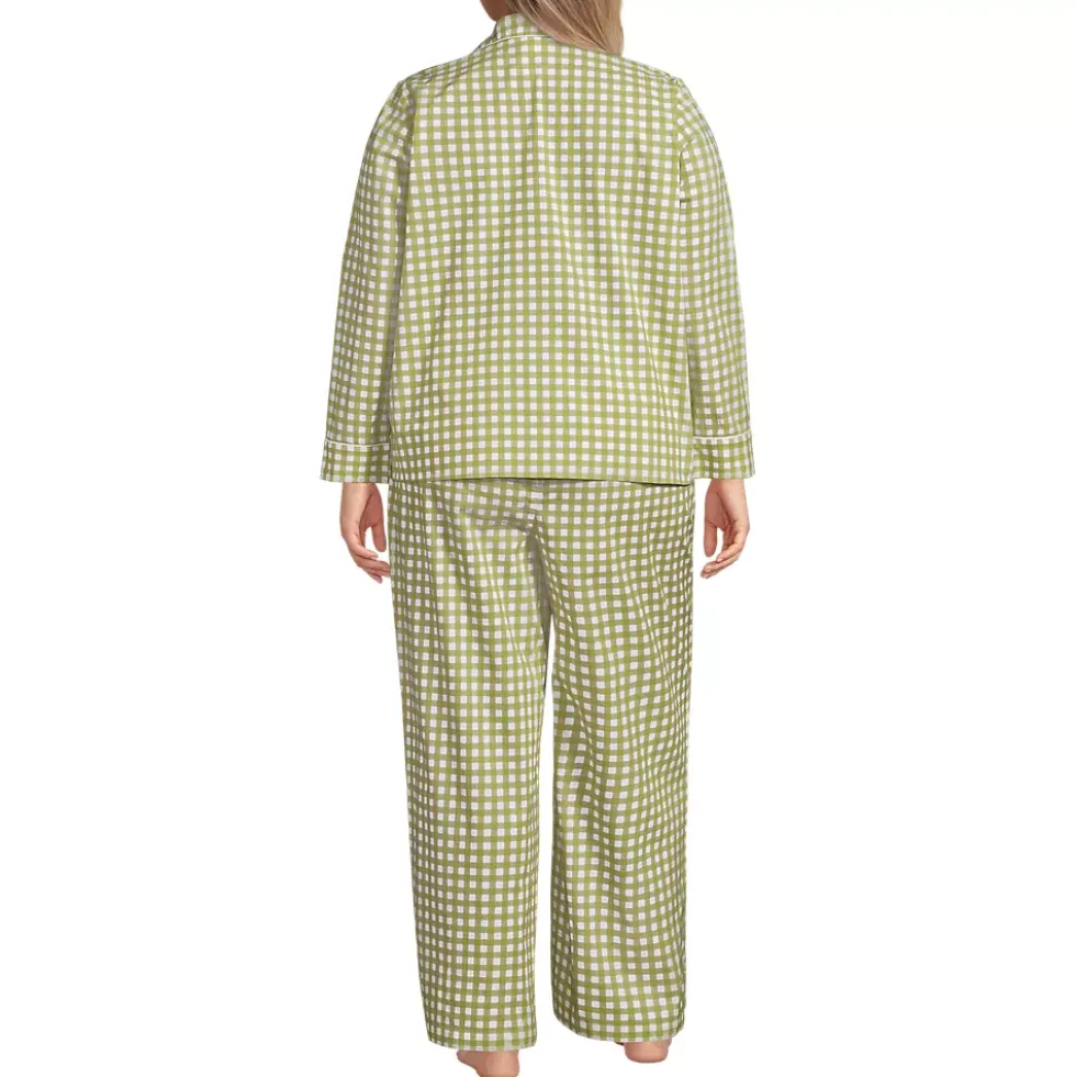 Women's Cotton Poplin 2 Piece Pajama Set - Long Sleeve Top and Pants