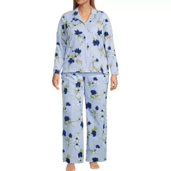 Women's Cotton Poplin 2 Piece Pajama Set - Long Sleeve Top and Pants