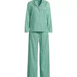Women's Cotton Poplin 2 Piece Pajama Set - Long Sleeve Top and Pants