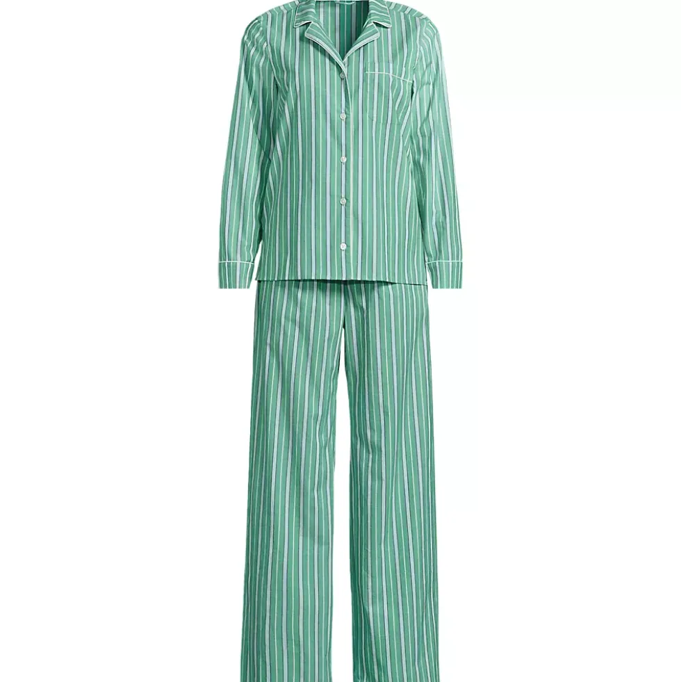Women's Cotton Poplin 2 Piece Pajama Set - Long Sleeve Top and Pants