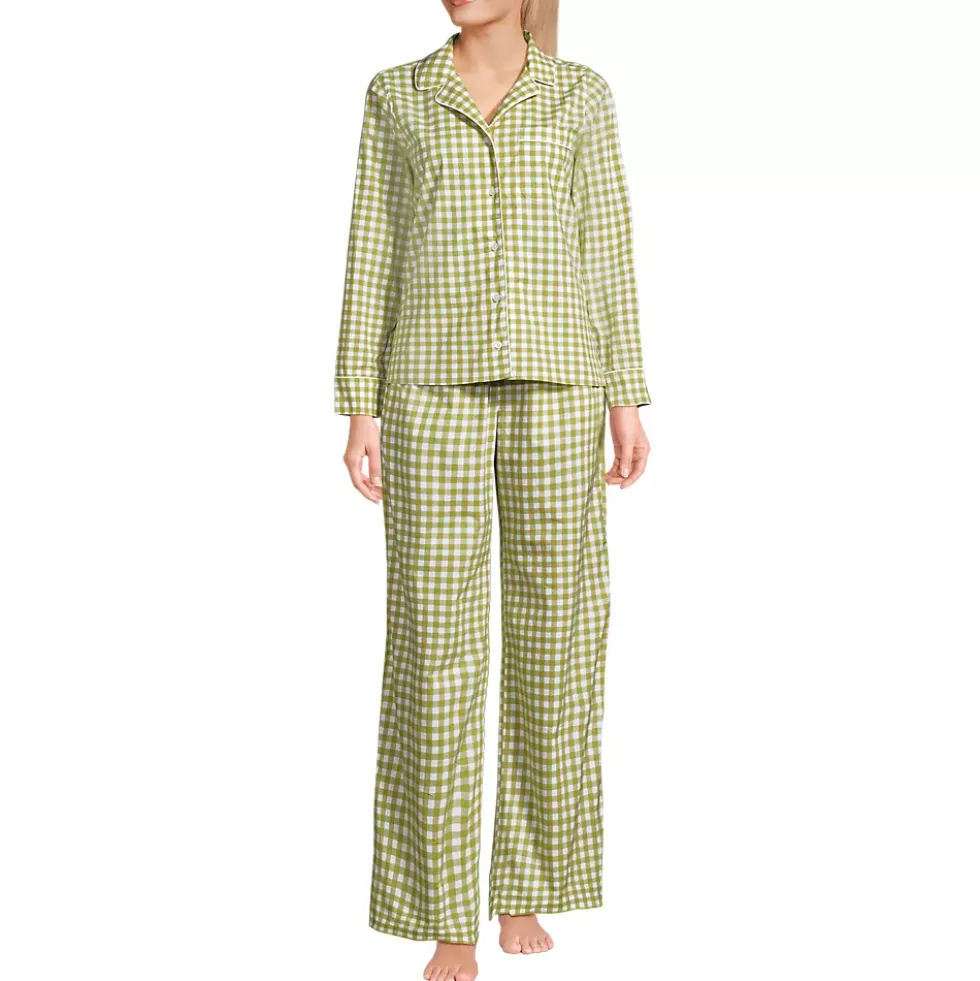 Women's Cotton Poplin 2 Piece Pajama Set - Long Sleeve Top and Pants