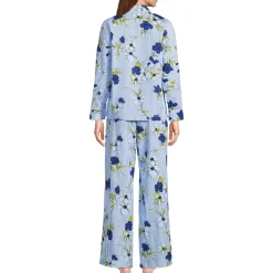 Women's Cotton Poplin 2 Piece Pajama Set - Long Sleeve Top and Pants