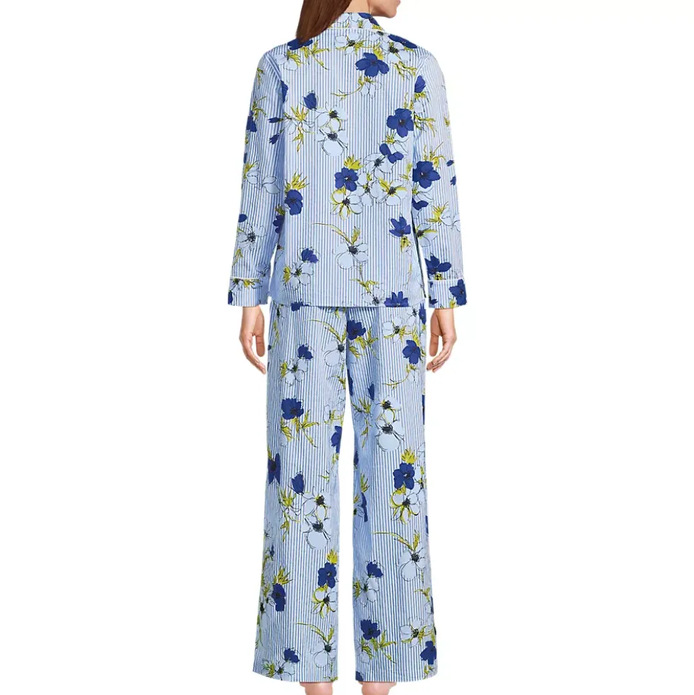 Women's Cotton Poplin 2 Piece Pajama Set - Long Sleeve Top and Pants