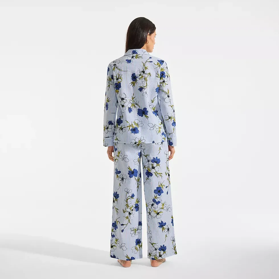 Women's Cotton Poplin 2 Piece Pajama Set - Long Sleeve Top and Pants