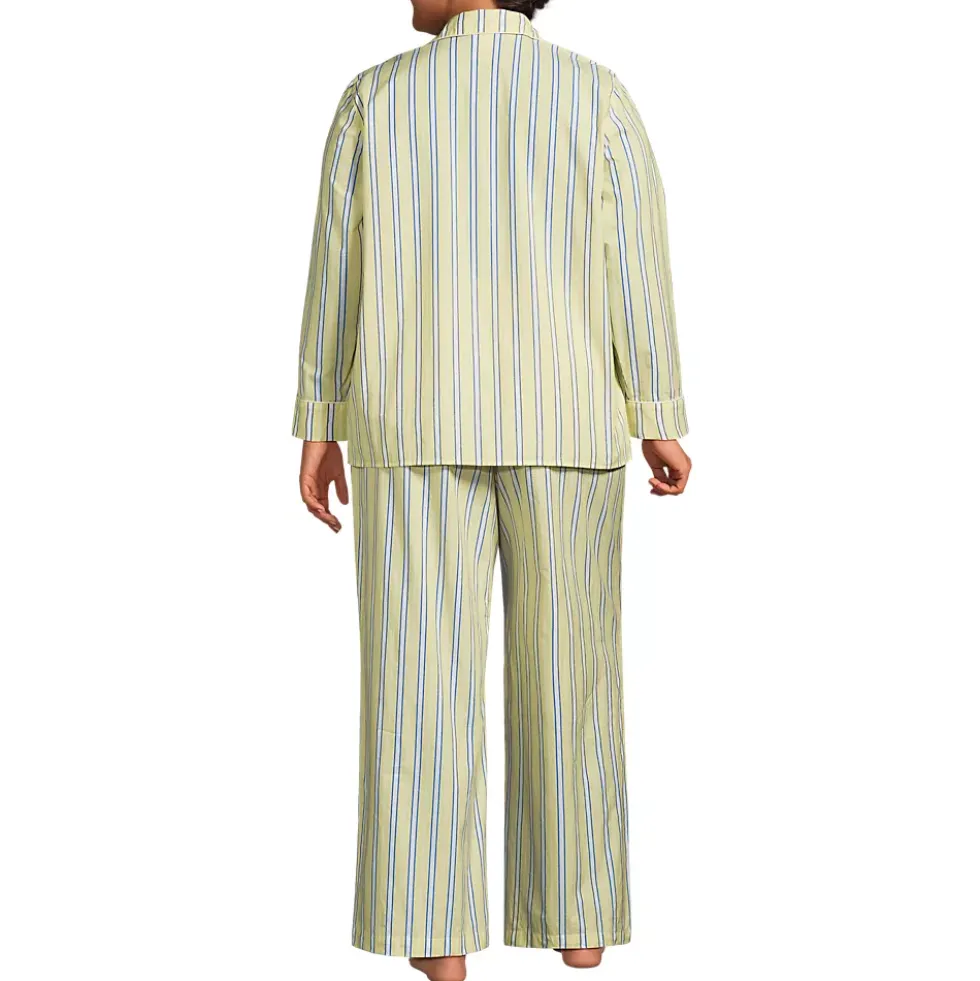 Women's Cotton Poplin 2 Piece Pajama Set - Long Sleeve Top and Pants