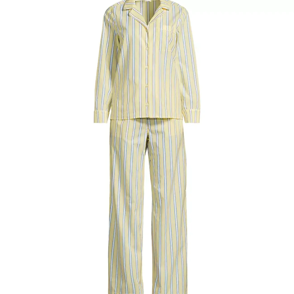 Women's Cotton Poplin 2 Piece Pajama Set - Long Sleeve Top and Pants