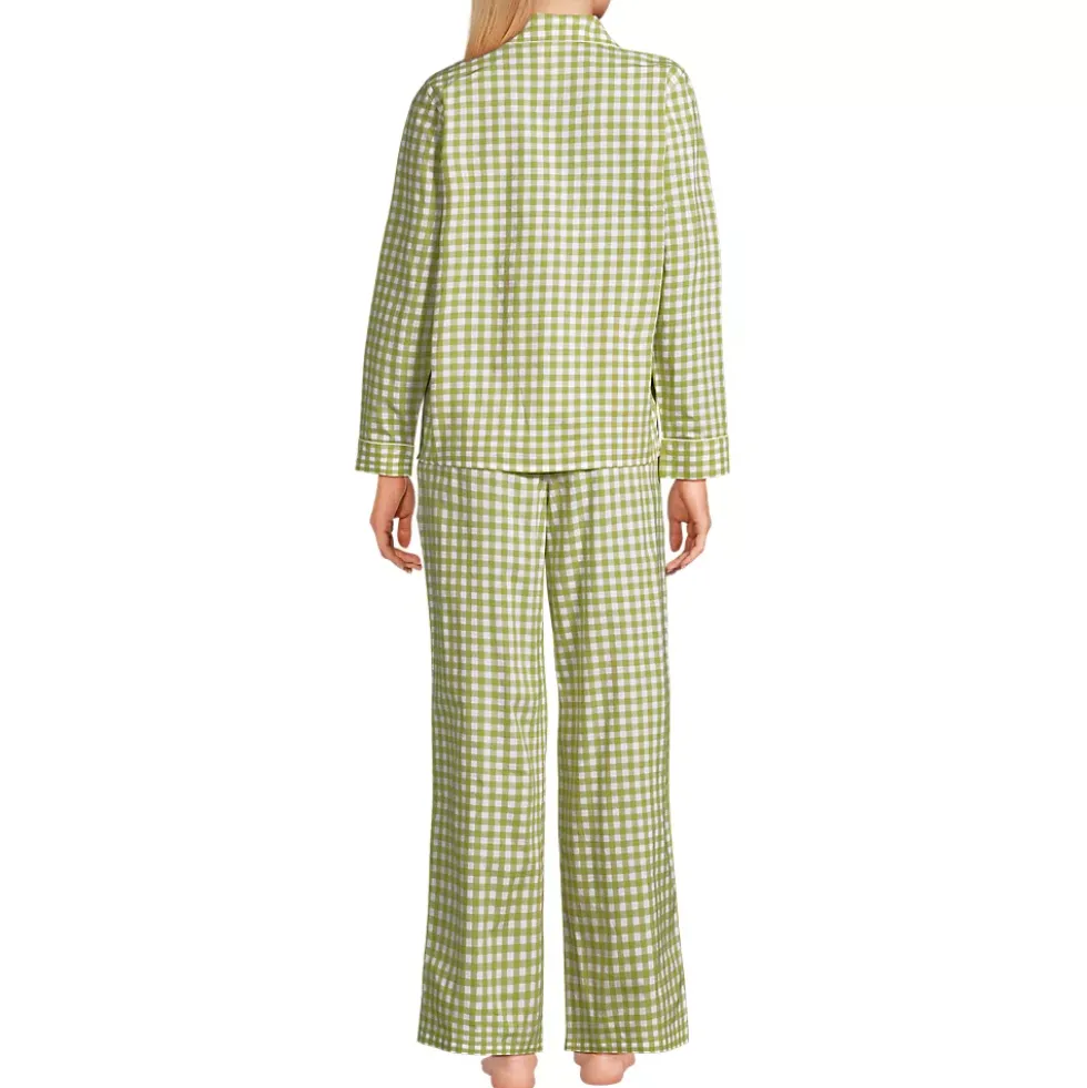 Women's Cotton Poplin 2 Piece Pajama Set - Long Sleeve Top and Pants