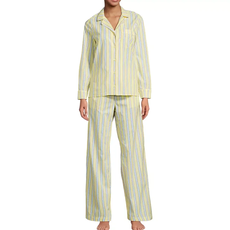 Women's Cotton Poplin 2 Piece Pajama Set - Long Sleeve Top and Pants