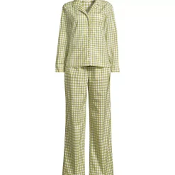 Women's Cotton Poplin 2 Piece Pajama Set - Long Sleeve Top and Pants