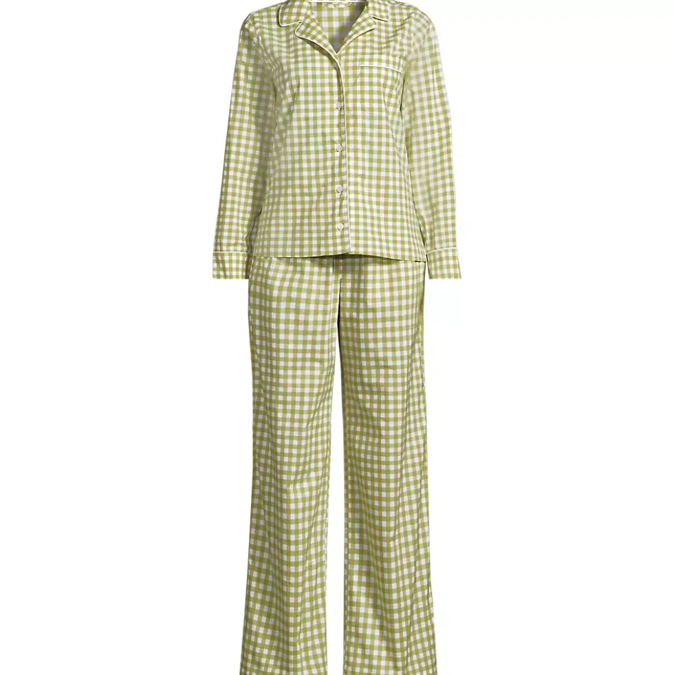 Women's Cotton Poplin 2 Piece Pajama Set - Long Sleeve Top and Pants