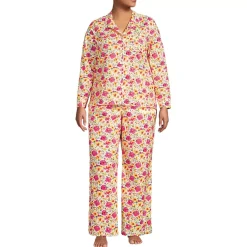 Women's Cotton Poplin 2 Piece Pajama Set - Long Sleeve Top and Pants