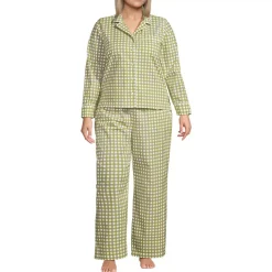 Women's Cotton Poplin 2 Piece Pajama Set - Long Sleeve Top and Pants