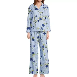 Women's Cotton Poplin 2 Piece Pajama Set - Long Sleeve Top and Pants
