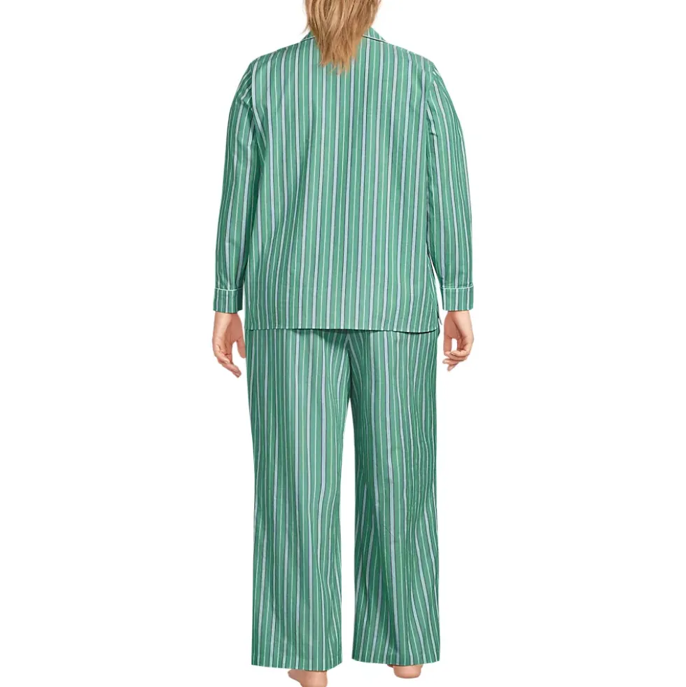 Women's Cotton Poplin 2 Piece Pajama Set - Long Sleeve Top and Pants