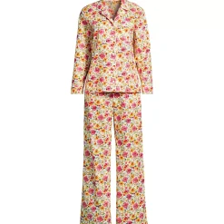 Women's Cotton Poplin 2 Piece Pajama Set - Long Sleeve Top and Pants