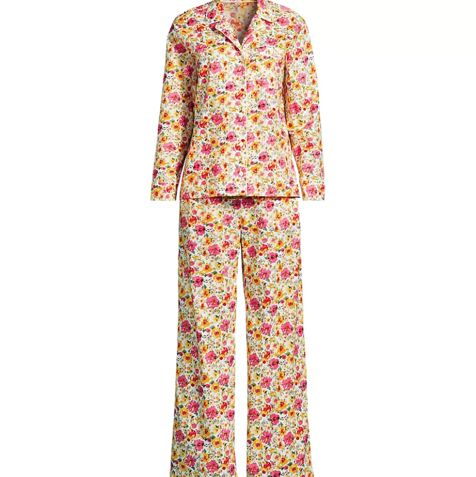 Women's Cotton Poplin 2 Piece Pajama Set - Long Sleeve Top and Pants
