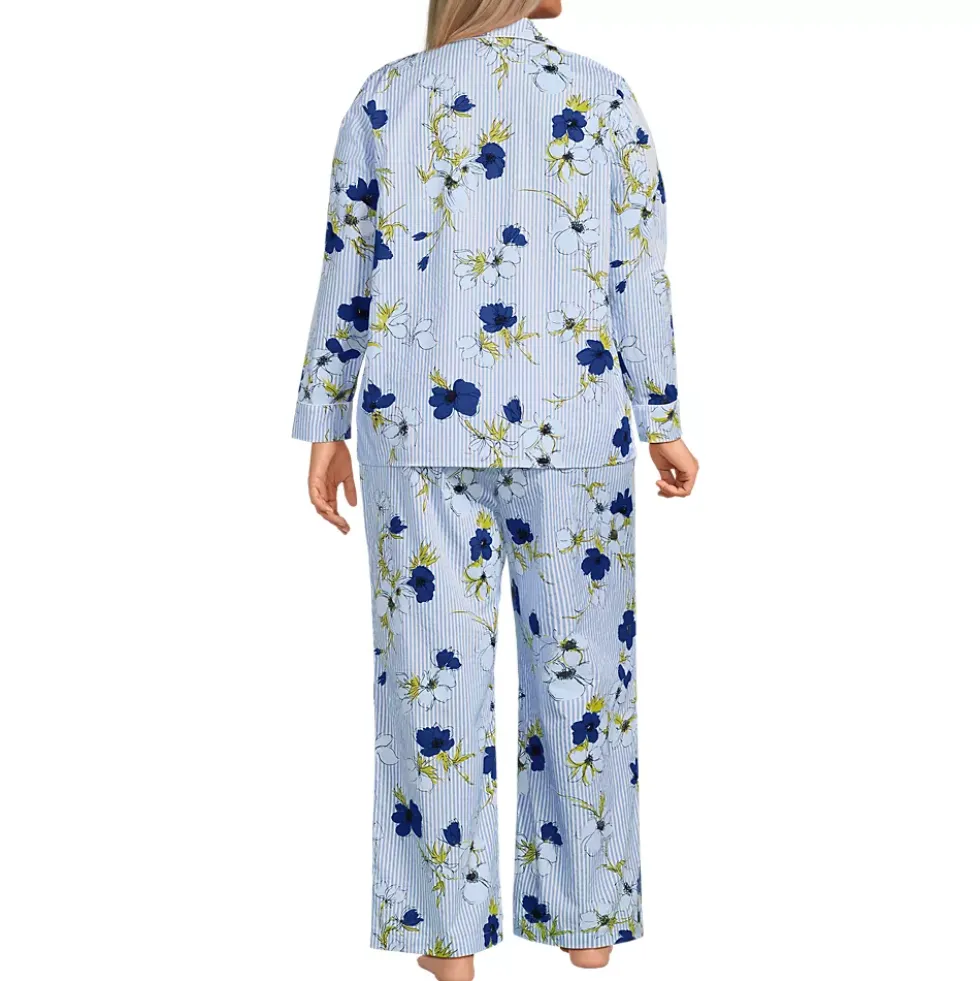 Women's Cotton Poplin 2 Piece Pajama Set - Long Sleeve Top and Pants