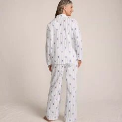 Women's Cotton Poplin 2 Piece Pajama Set - Long Sleeve Top and Pants
