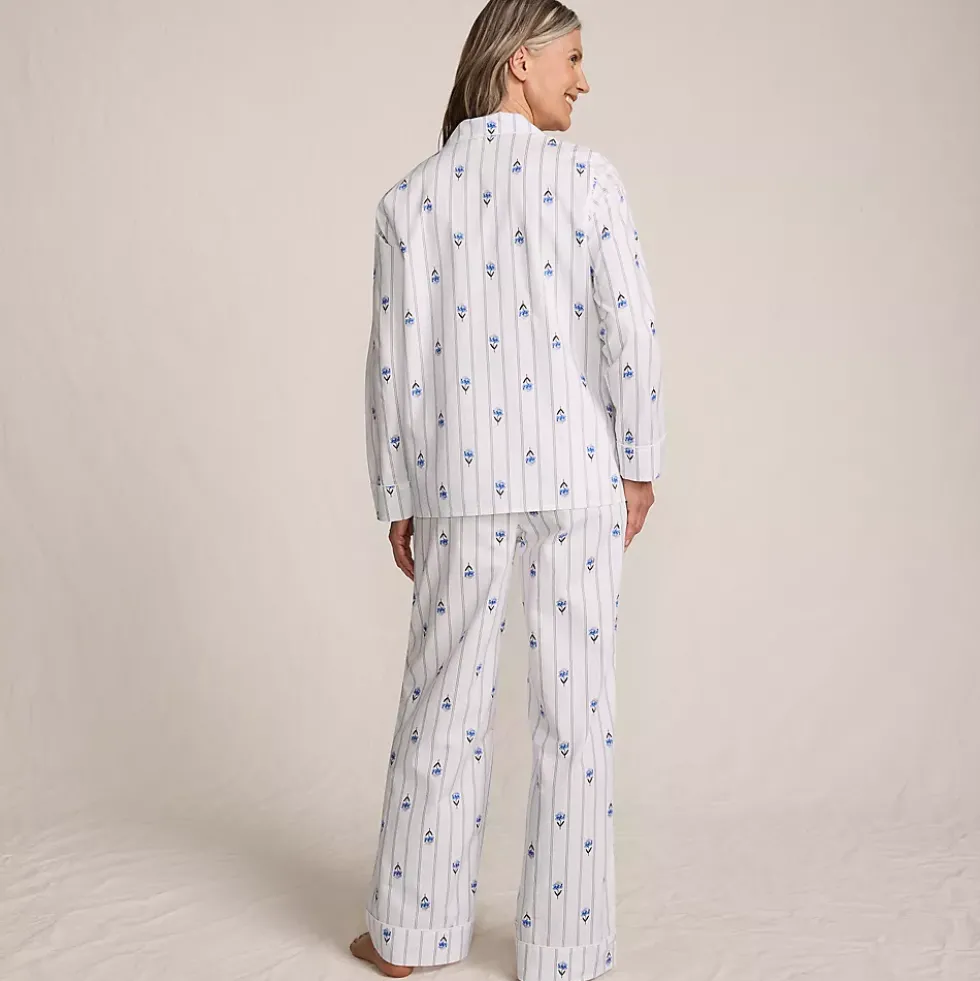 Women's Cotton Poplin 2 Piece Pajama Set - Long Sleeve Top and Pants