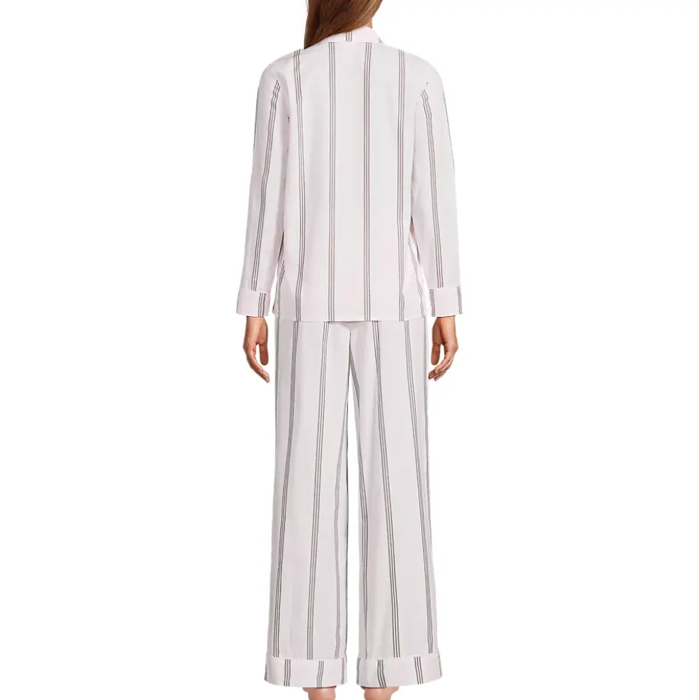 Women's Cotton Poplin 2 Piece Pajama Set - Long Sleeve Top and Pants