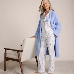 Women's Cotton Poplin 2 Piece Pajama Set - Long Sleeve Top and Pants