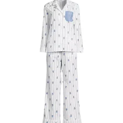 Women's Cotton Poplin 2 Piece Pajama Set - Long Sleeve Top and Pants