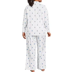 Women's Cotton Poplin 2 Piece Pajama Set - Long Sleeve Top and Pants