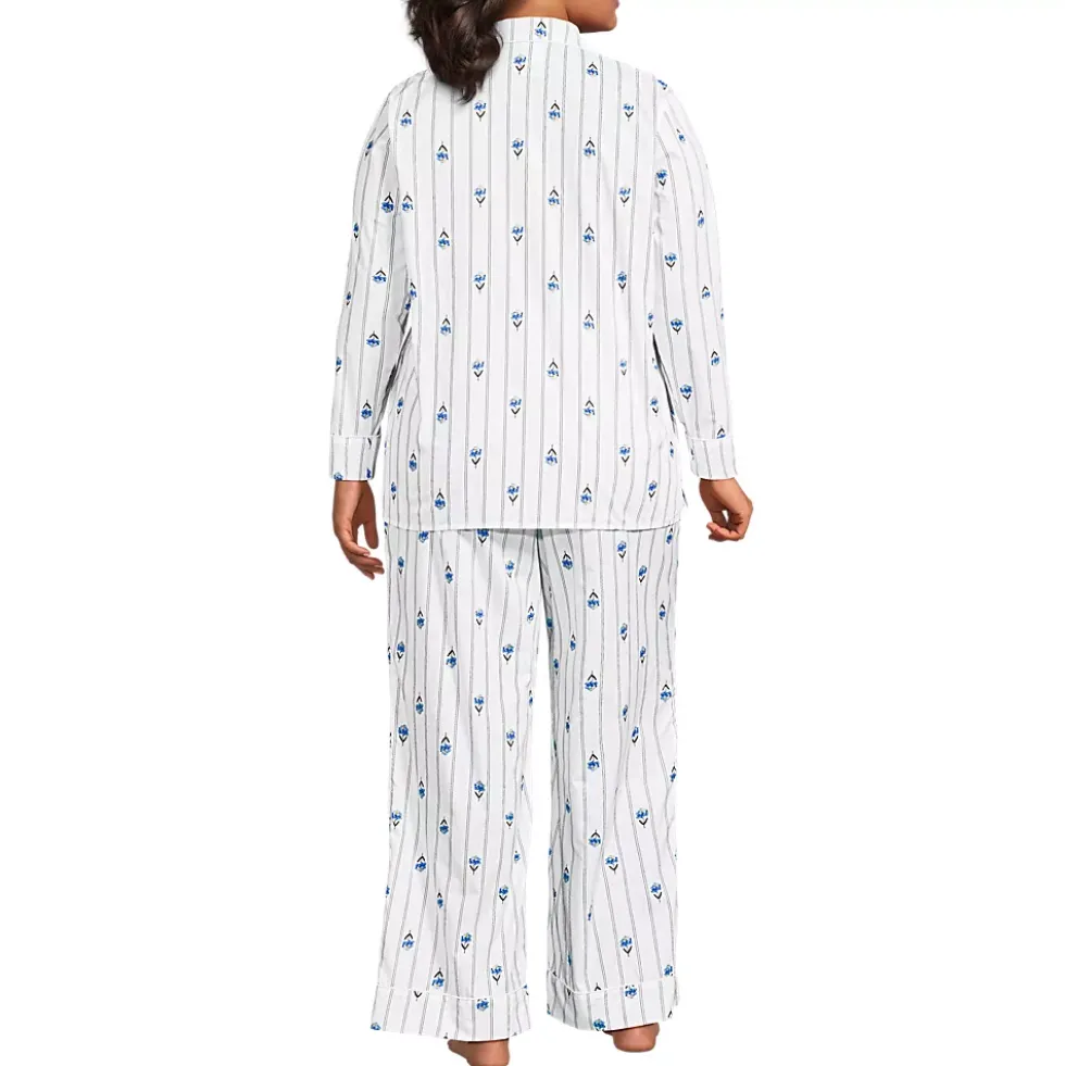 Women's Cotton Poplin 2 Piece Pajama Set - Long Sleeve Top and Pants