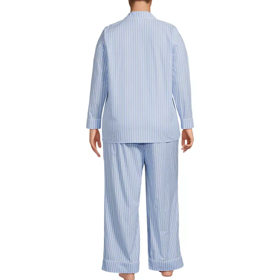 Women's Cotton Poplin 2 Piece Pajama Set - Long Sleeve Top and Pants