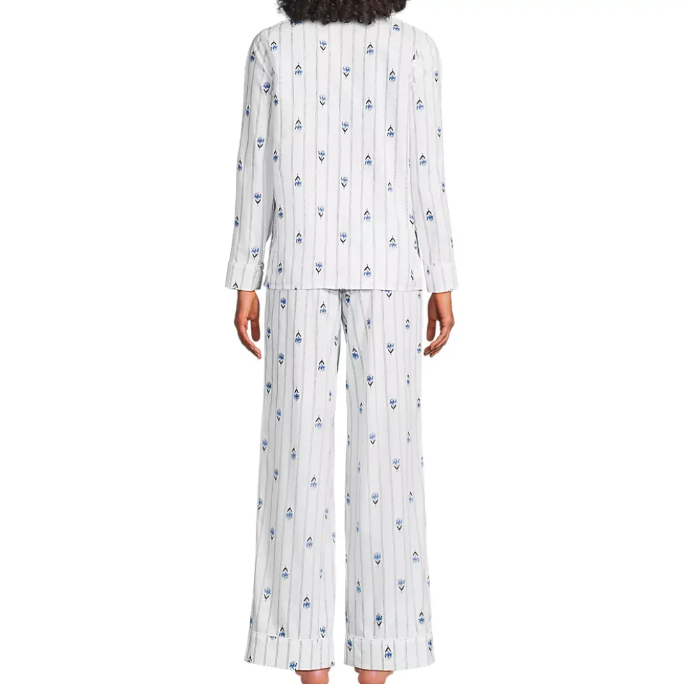 Women's Cotton Poplin 2 Piece Pajama Set - Long Sleeve Top and Pants