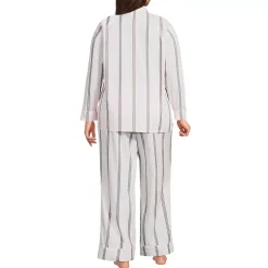Women's Cotton Poplin 2 Piece Pajama Set - Long Sleeve Top and Pants