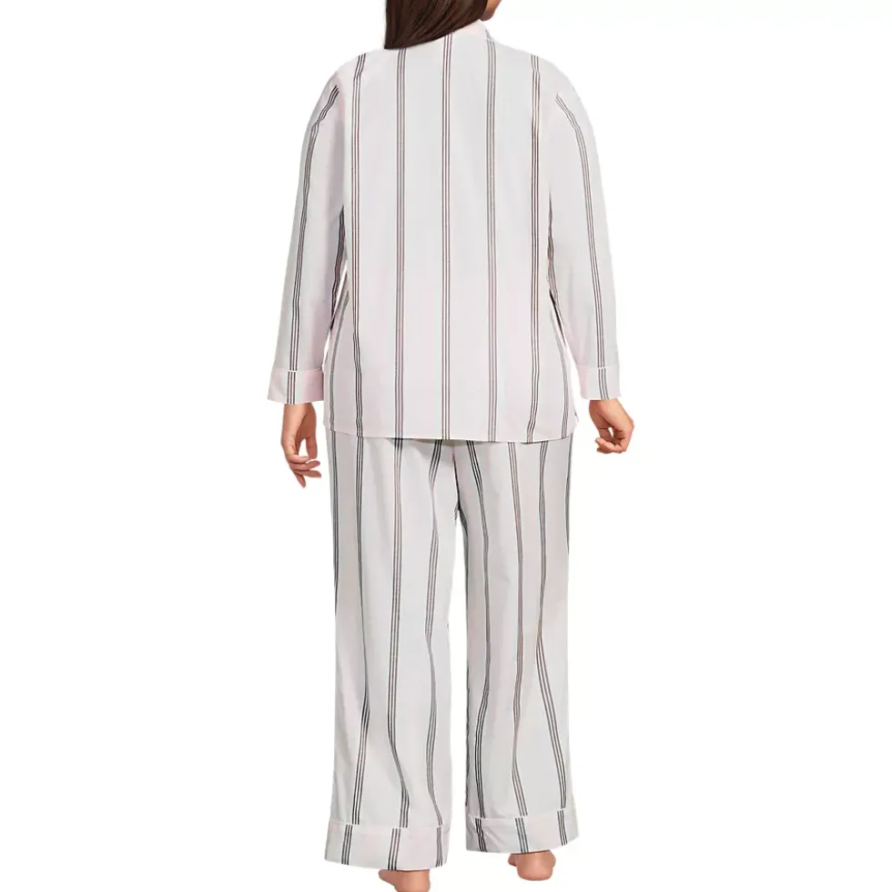 Women's Cotton Poplin 2 Piece Pajama Set - Long Sleeve Top and Pants